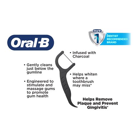 Oral B Charcoal Infused Mint Dental Flossers For Gum Care 75 Ct