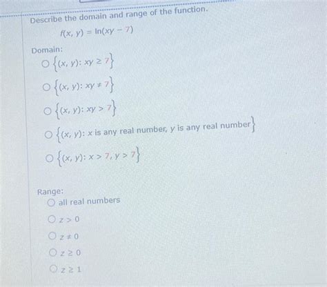 Solved Describe The Domain And Range Of The Function Chegg