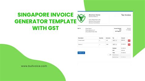 Singapore Invoice Generator Template With Gst Bullvoice Business