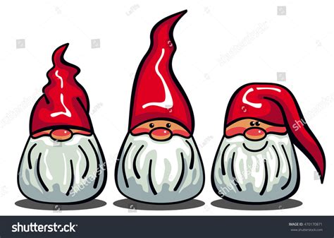 Three Cute Gnomes White Beards Long Stock Vector 470170871 Shutterstock