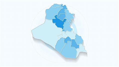 Mapa Azul De Irak Mapa De Irak Con Las Fronteras De Los Estados Pa S