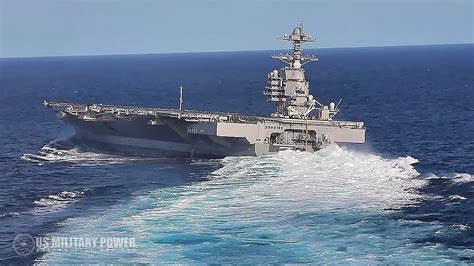 U S Navy Releases Incredible Video Of Uss Gerald R Ford Conduct High Speed Turns Us Military