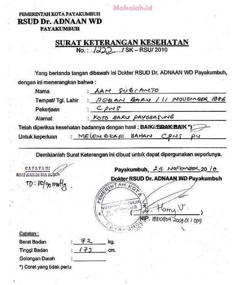 Contoh Surat Diagnosa Dokter 53 Koleksi Gambar