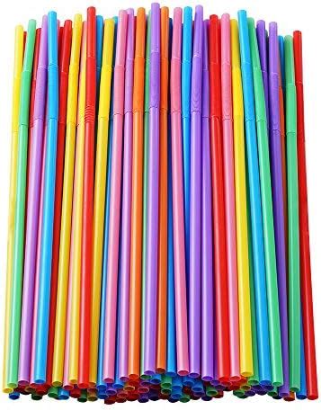 Amazon 150 Pcs Colorful Plastic Long Flexible Straws 0 23