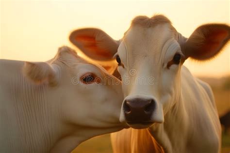 Cows in Field Sunset in the Evening. Neural Network AI Generated Stock Photo - Image of farm ...