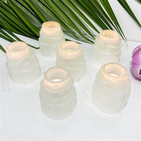 Selenite Tower Candle Holder G Cm Crystal Empire Wholesale