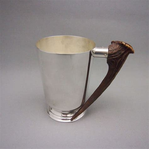 Vintage Scottish Horn And Silver Plated Mug W8614