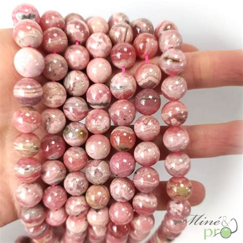 Rhodochrosite Naturelle En Perles Rondes 10mm Fil Complet Mine Pro