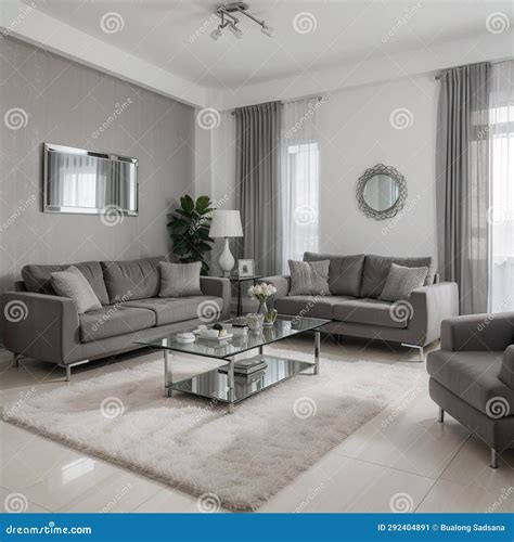 Interior of Modern Comfortable Room with Grey Sofa Different Color ...