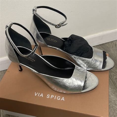 Via Spiga Shoes Italian Made Via Spiga Metallic Silver Leather