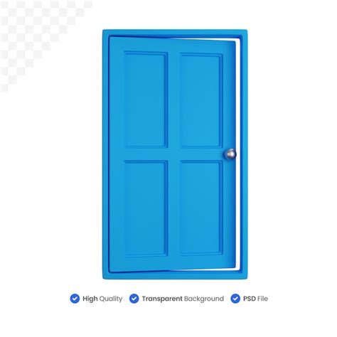 Premium Psd 3d Rendering Open Blue Door Isolated