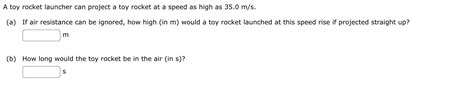 Solved A toy rocket launcher can project a toy rocket at a | Chegg.com