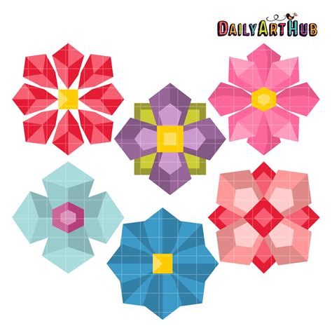 Polygon Flowers Clip Art Set – Daily Art Hub // Graphics, Alphabets & SVG