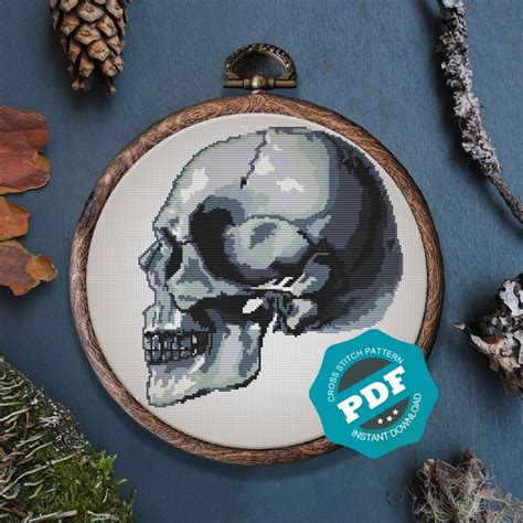 Set Of Anatomical Skull Cross Stitch Anatomy Modern Cross Etsy