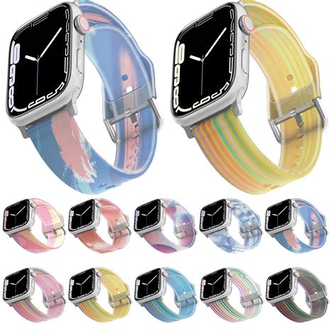 Frosted Translucent Silicone Watch Band For Apple Watch Series 8&7 41mm ...