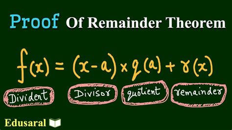 Proof Of Remainder Theorem Polynomials Ch 24 9th Std Ncert