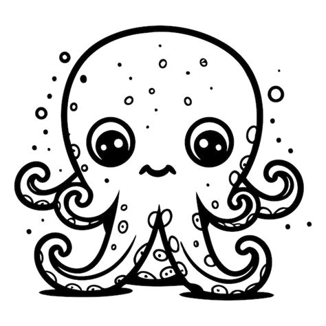 Sch Ne Zeichentrickfilm Octopus Vektor Illustration Isoliert Auf Wei Em