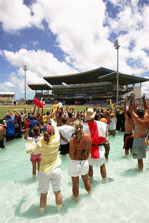 Supporters enjoy the pool at the Sir Vivian Richards Stadium ...