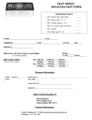 Fillable Online TRAP SHOOT REGISTRATION FORM Ozark Shooters Fax Email