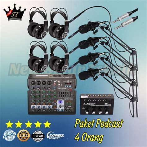 Jual Paket Podcast 4 Orang 4 Channel Mic Condenser BM800 Mixer USB