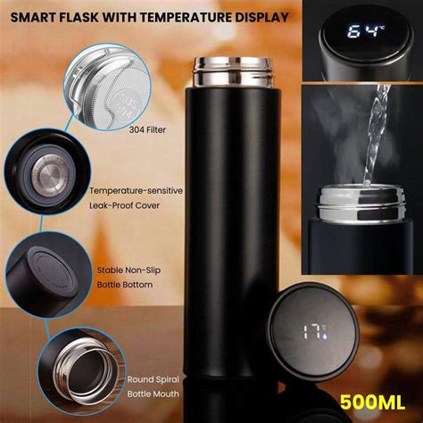 Stainless Steel Multicolor Smart Flask With Temperature Display For