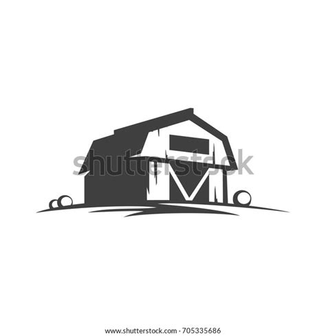 Farm Barn Silhouette Isolated On White Stock Vector (Royalty Free ...