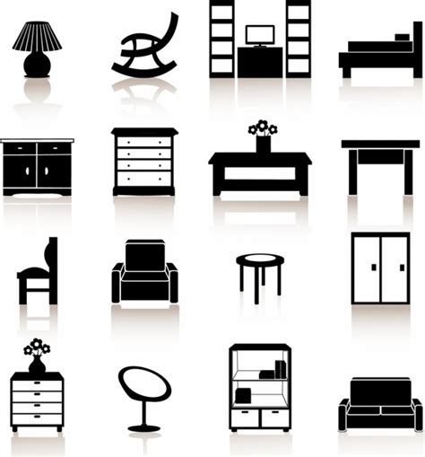 Black Symbols Furniture Vectors Graphic Art Designs In Editable Ai