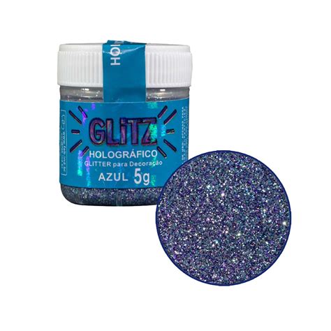 Glitter azul para decorar Holográfico 5g Glitz