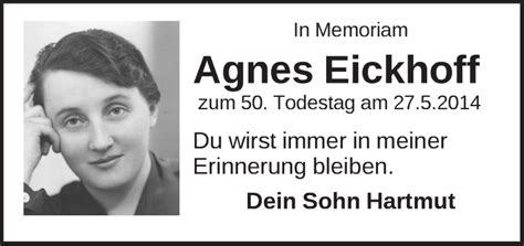 Traueranzeigen Von Agnes Eickhoff Trauer Gedenken