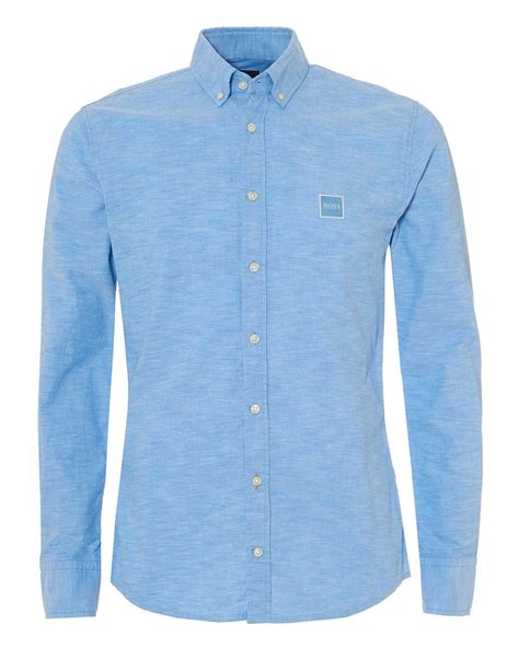 Boss Casual Mens Mabsoot Slim Fit Sky Blue Oxford Shirt