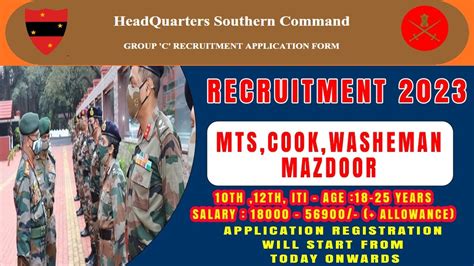 Ministry Of Defense Recruitment 2023 HQ Southern Command Group C New