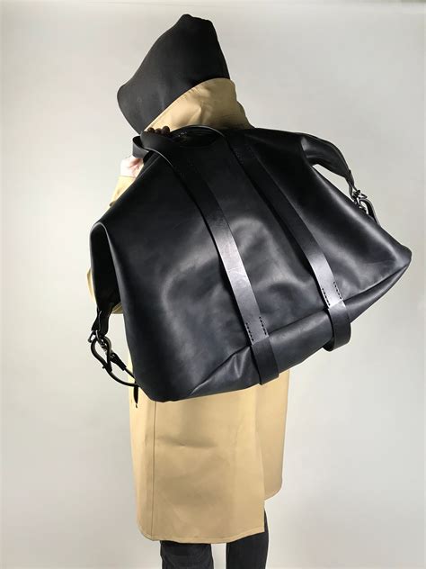 Sac De Week End En Cuir Noir Sac De Voyage En Cuir Pour Homme Etsy Canada