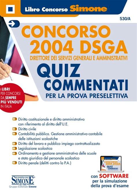 Prova Preselettiva Concorso Dsga Quiz Commentati Edizioni Simone