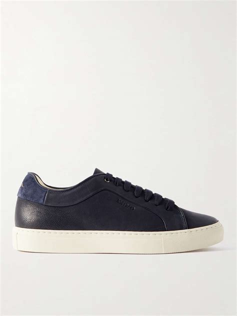 Navy Basso Suede Trimmed Eco Leather Sneakers Paul Smith Mr Porter