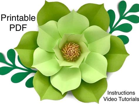 Paper Flower Template Pdf 3d Paper Flowers Big Paper Flowers Etsy