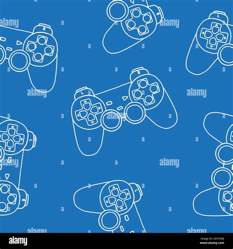 Seamless Pattern Of Game Controllers Vector Illustration In Hand Drawn