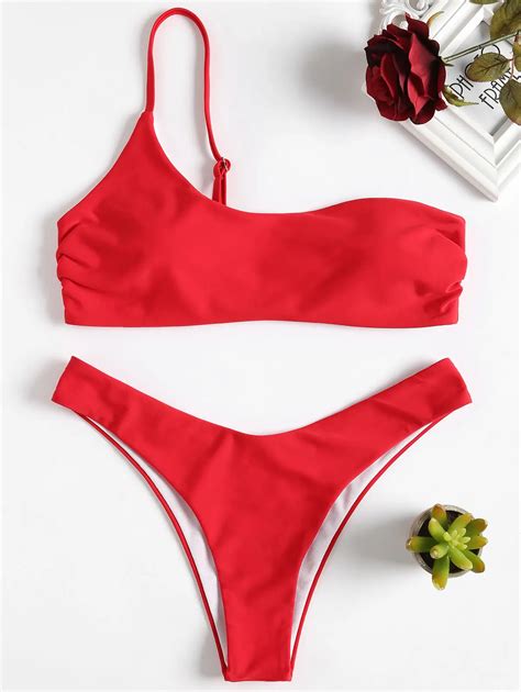 2018 Sexy Bikinis One Shoulder Thong Women Bikini Set Swimsuit Swimming Suits Bathing Suits