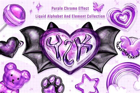 Y2K purple chrome collection on Behance | Purple, Purple design, Purple y2k