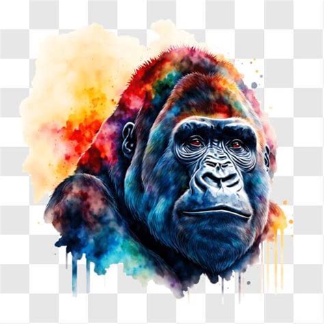 Download Colorful Gorilla Head Painting PNG Online - Creative Fabrica