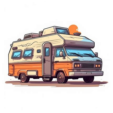 Premium AI Image A Cartoon Illustration Of A Camper Van