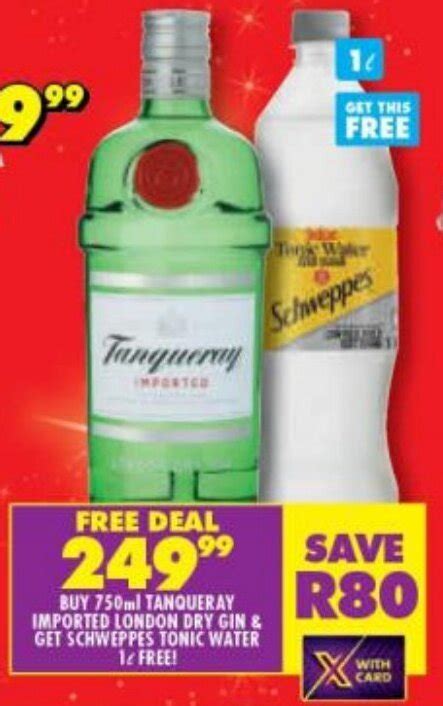 Tanqueray Imported London Dry Gin 750ml Scweppes Tonic Water 1L Offer