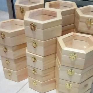 Ring Box Segi Enam Belum Di Hias Kotak Cincin Kayu Rustic Hexagonal