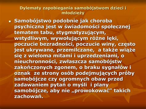 PPT DYLEMATY ZAPOBIEGANIA SAMOBÓJSTWOM DZIECI I MŁODZIEŻY WŁODZIMIERZ