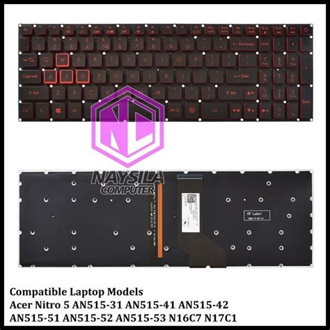 Jual Keyboard Acer Nitro 5 An515 An515 52 An515 53 N16C7 N17C1 Red