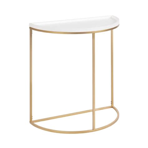 Kate And Laurel Dorrah In White Half Circle Mdf Console Table