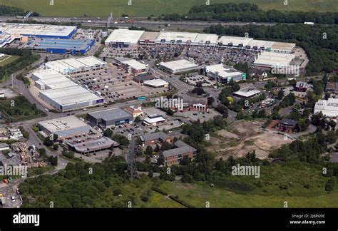 aerial view of Birstall Retail Park, Batley, Leeds Stock Photo - Alamy