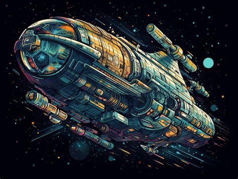 Premium AI Image | A cartoon of a spaceship