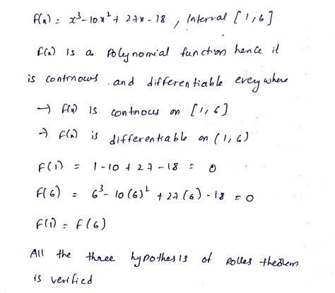 Solved Verify That Rolles Theorem Can Be Applied To The Function Fx