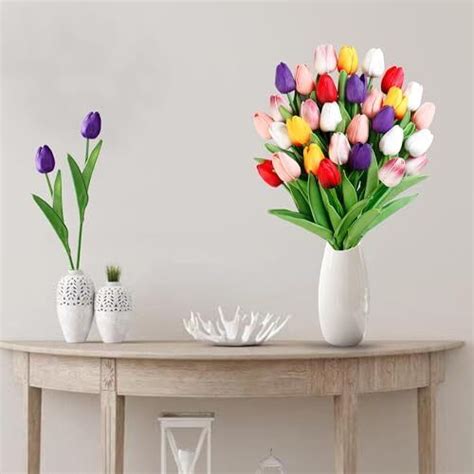 Fake Tulips Artificial Flowers Real Touch Pu Faux Flowers Tulip Pcs