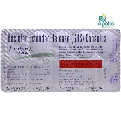 Liofen Xl Capsule S Price Uses Side Effects Composition Apollo